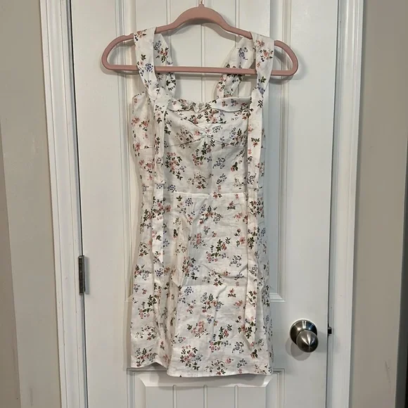 Reformation Sanford Linen Dress Size 4 White Floral - Picture 2 of 10